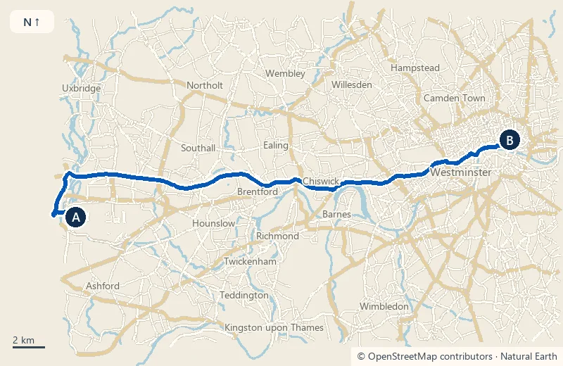 LHR → City of London (area centre)