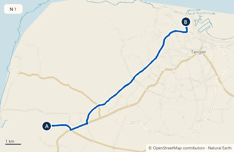 TNG → Tangier City Center (area centre)
